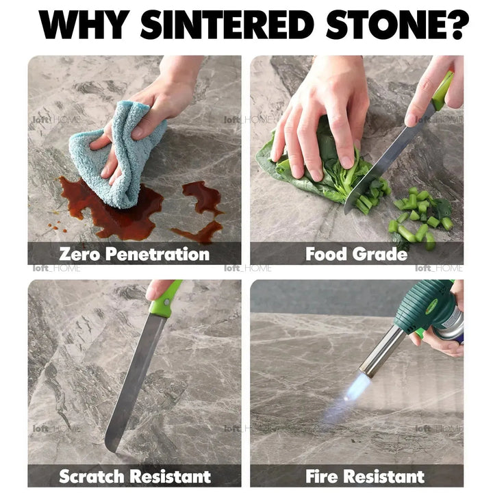Modern extendable sintered stone dining table dale color swatches.