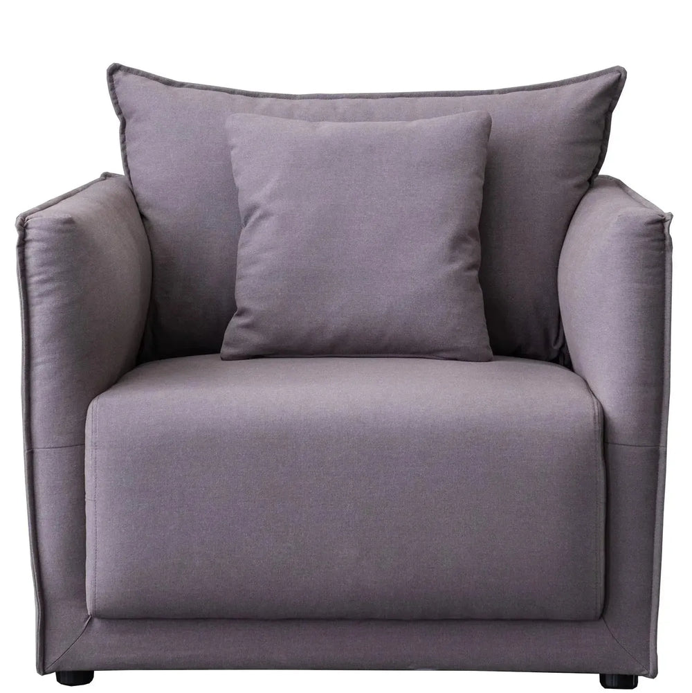 Modern fabric 1 seater sofa adam in white background.