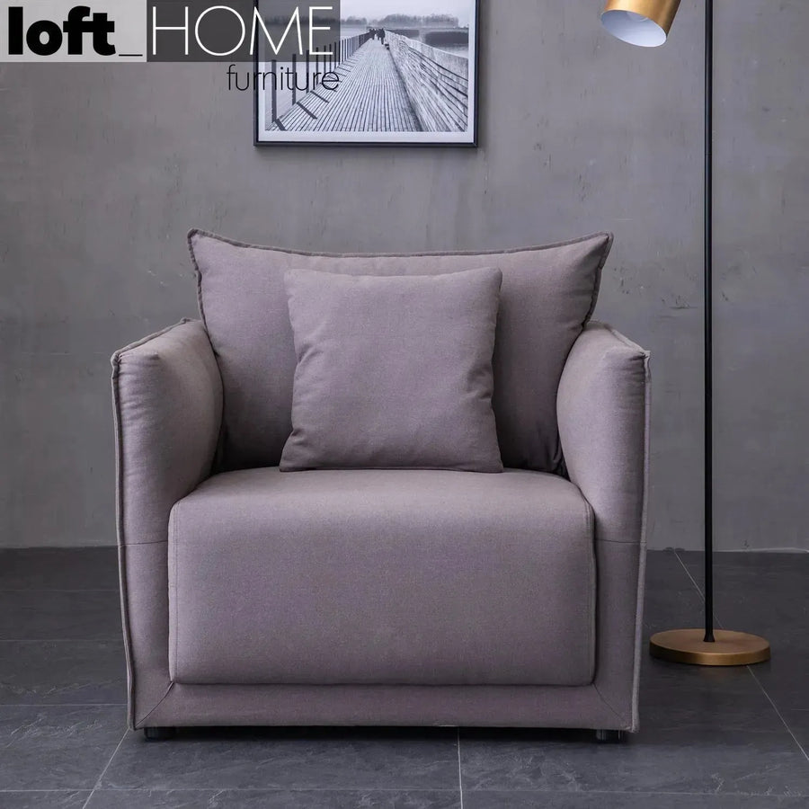 Modern fabric 1 seater sofa adam primary product view.