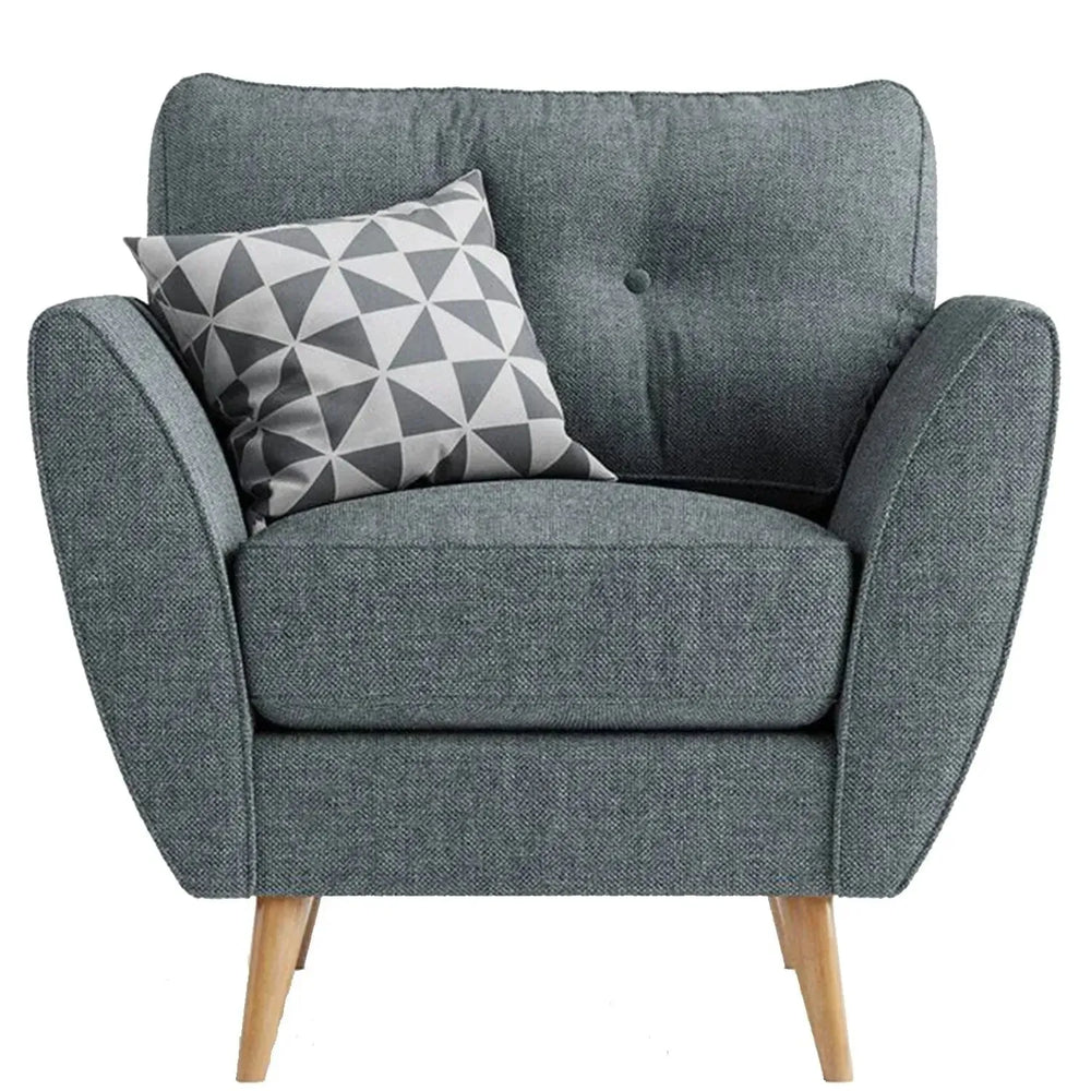 Scandinavian fabric 1 seater sofa henri in white background.
