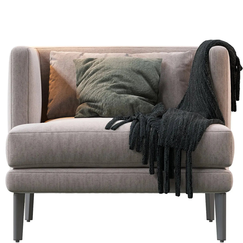 Modern fabric 1 seater sofa william in white background.