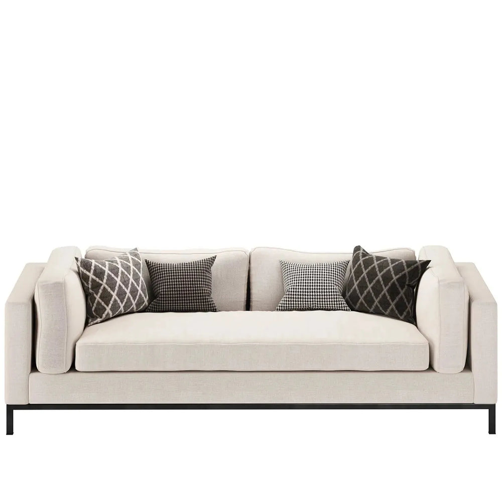 Minimalist fabric 2 seater sofa danny in white background.