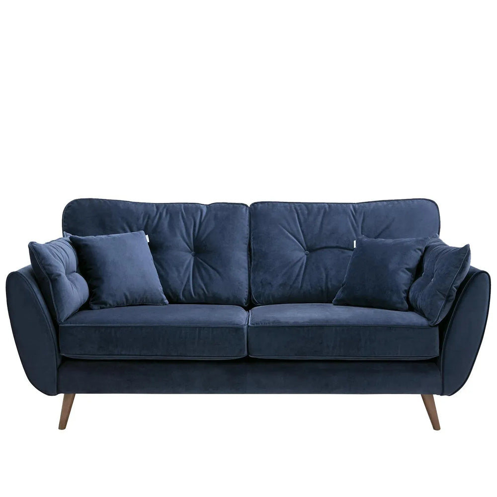 Scandinavian fabric 2 seater sofa henri in white background.
