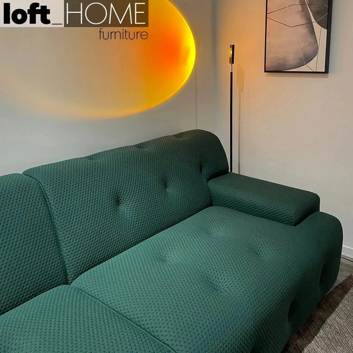 Contemporary fabric 3 seater sofa blogger in real life style.