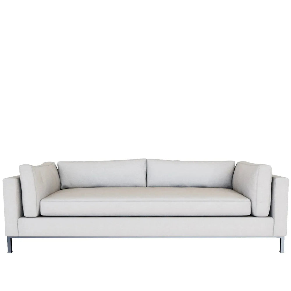 Minimalist fabric 3 seater sofa danny in white background.