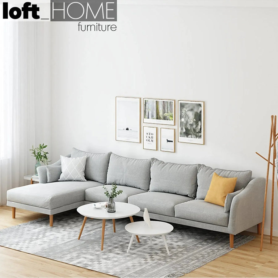Scandinavian fabric l shape sectional sofa cammy 3+l primary product view.
