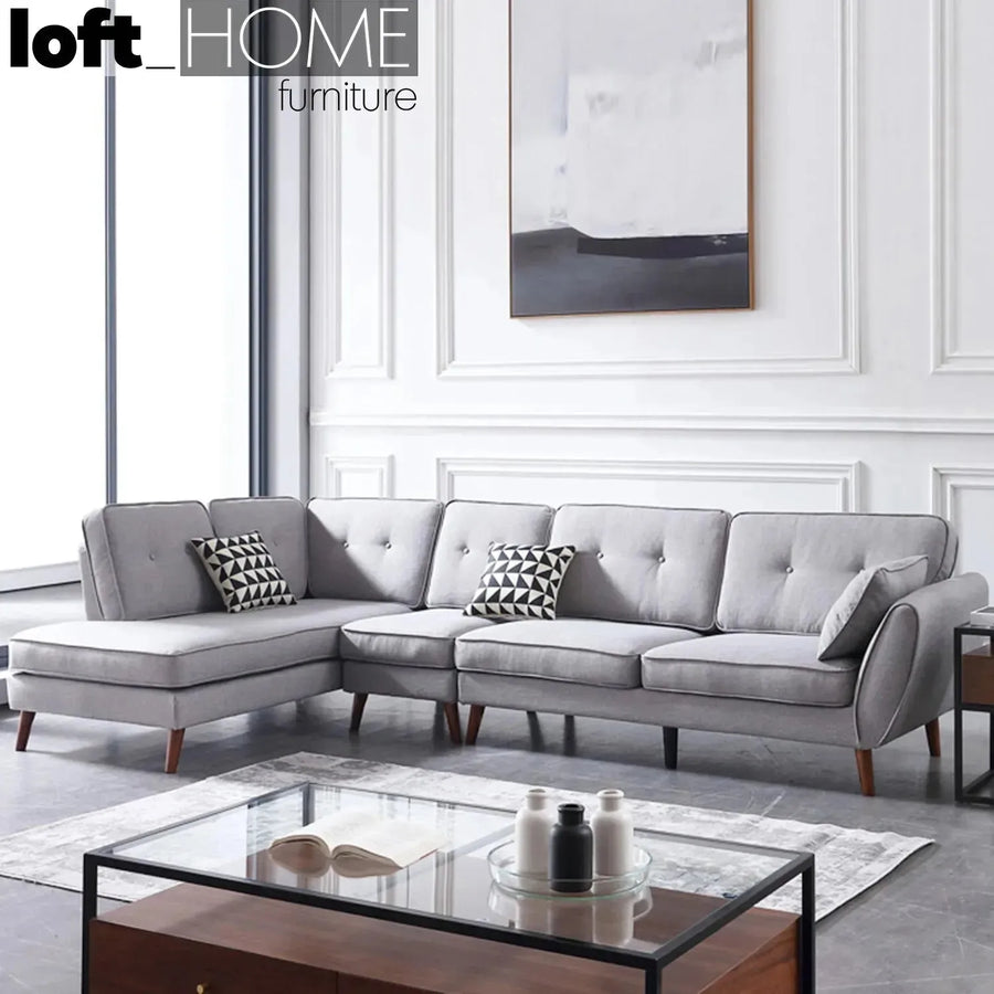 Scandinavian fabric l shape sectional sofa henri 3+l primary product view.