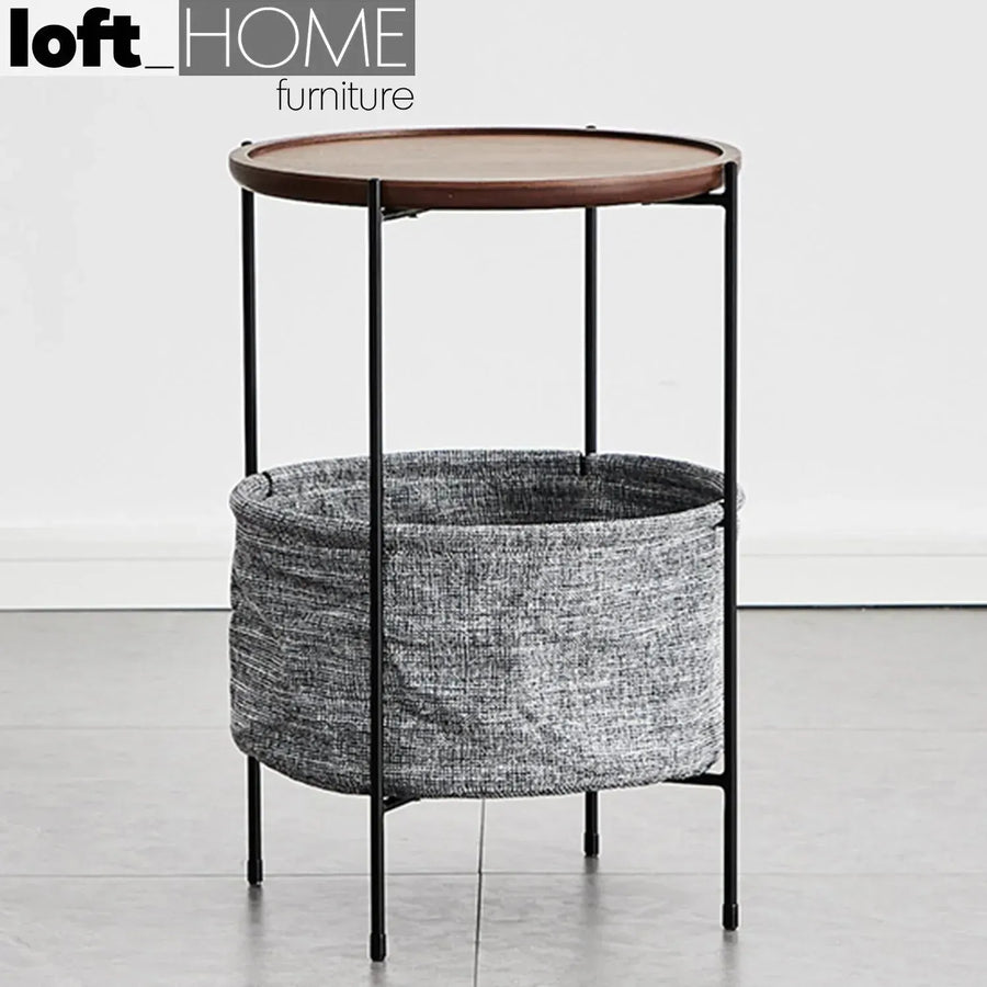 Industrial fabric side table emme primary product view.