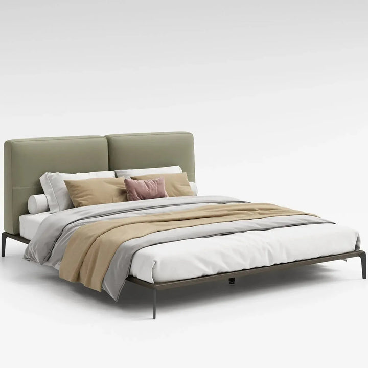 Minimalist genuine leather bed armelle conceptual design.