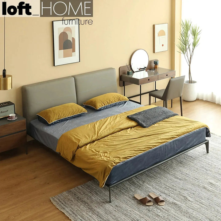 Minimalist genuine leather bed armelle primary product view.