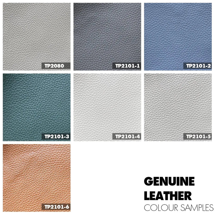 Minimalist genuine leather bed armelle color swatches.