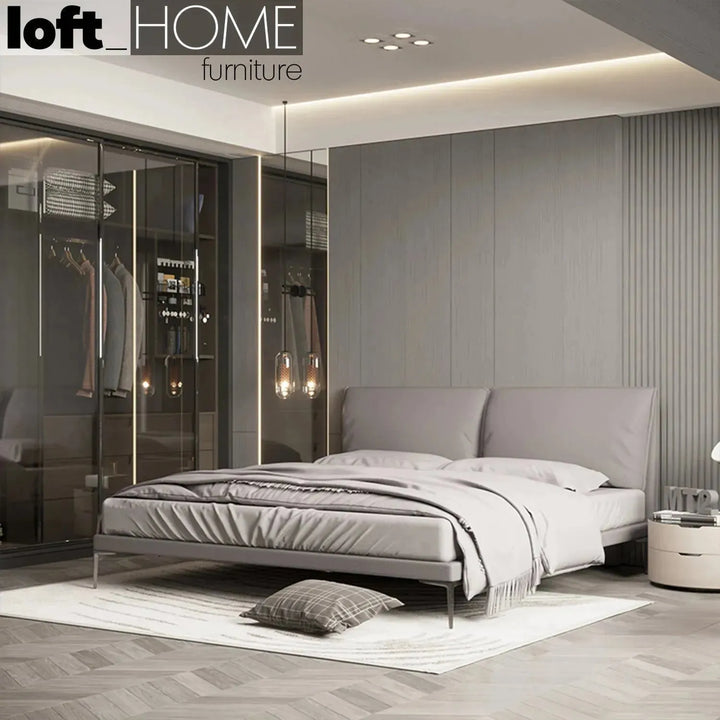 Modern genuine leather bed deon situational feels.