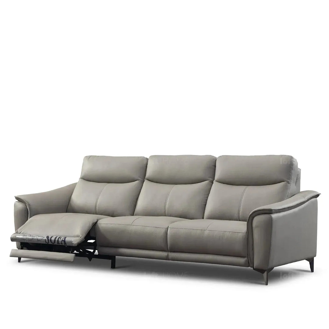 Modern genuine leather electric recliner 3 seater sofa carlos in panoramic view.