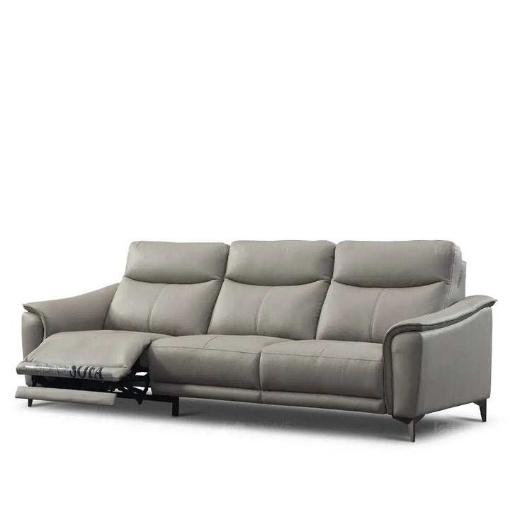 Modern genuine leather electric recliner 3 seater sofa carlos in panoramic view.