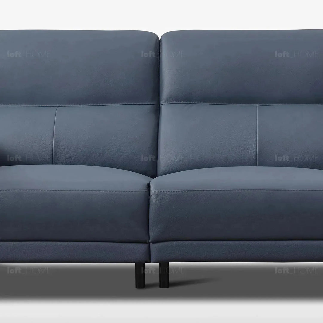 Modern genuine leather electric recliner 3 seater sofa cheers in close up details.