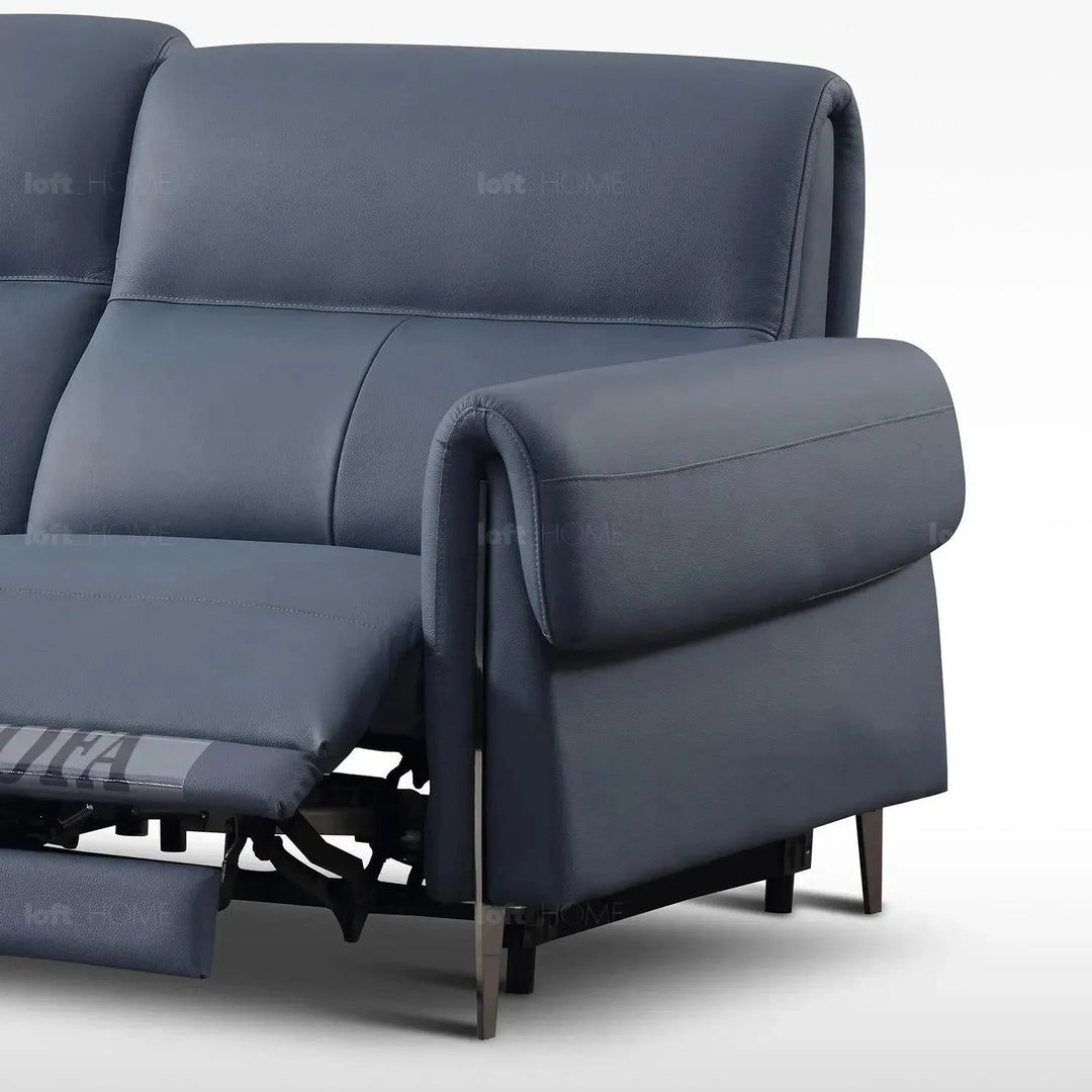 Modern genuine leather electric recliner 3 seater sofa cheers in panoramic view.