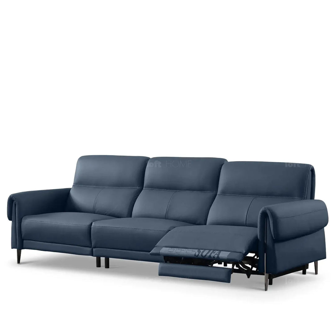 Modern genuine leather electric recliner 3 seater sofa cheers in still life.