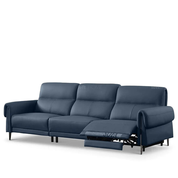 Modern genuine leather electric recliner 3 seater sofa cheers in still life.