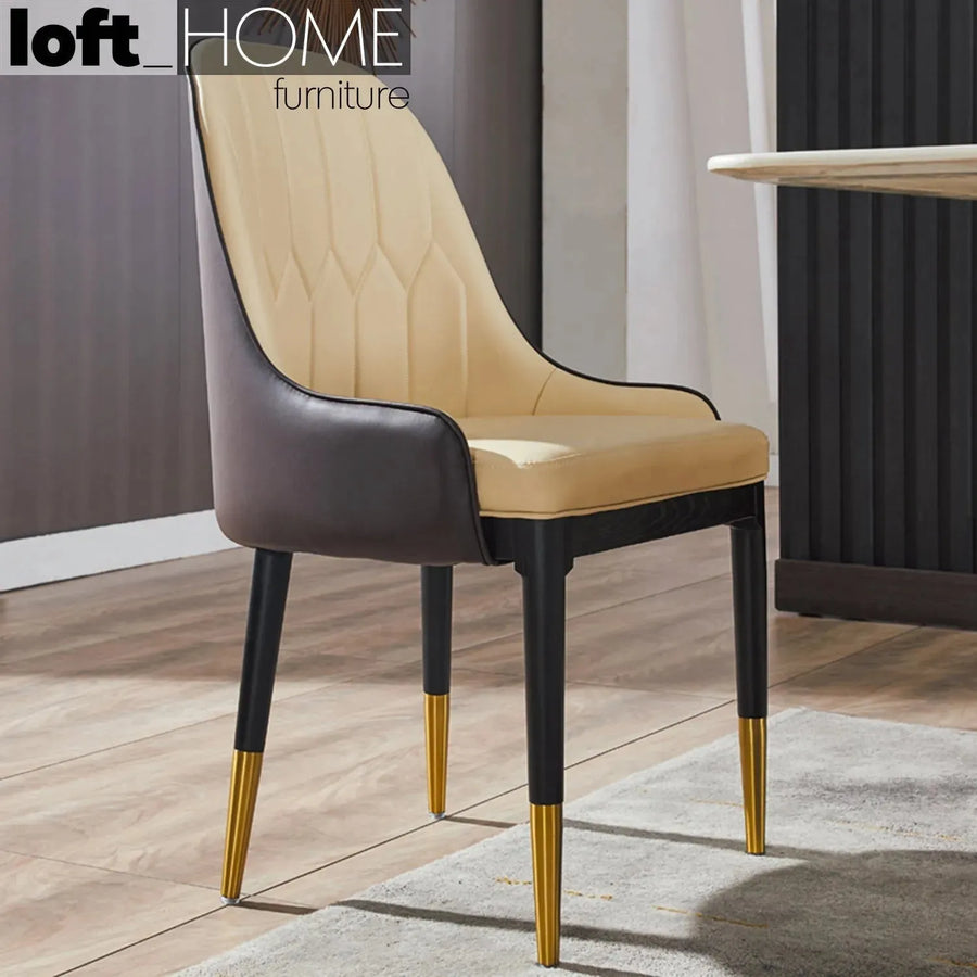 Modern fabric and leather dining chair metal man n6 primary product view.