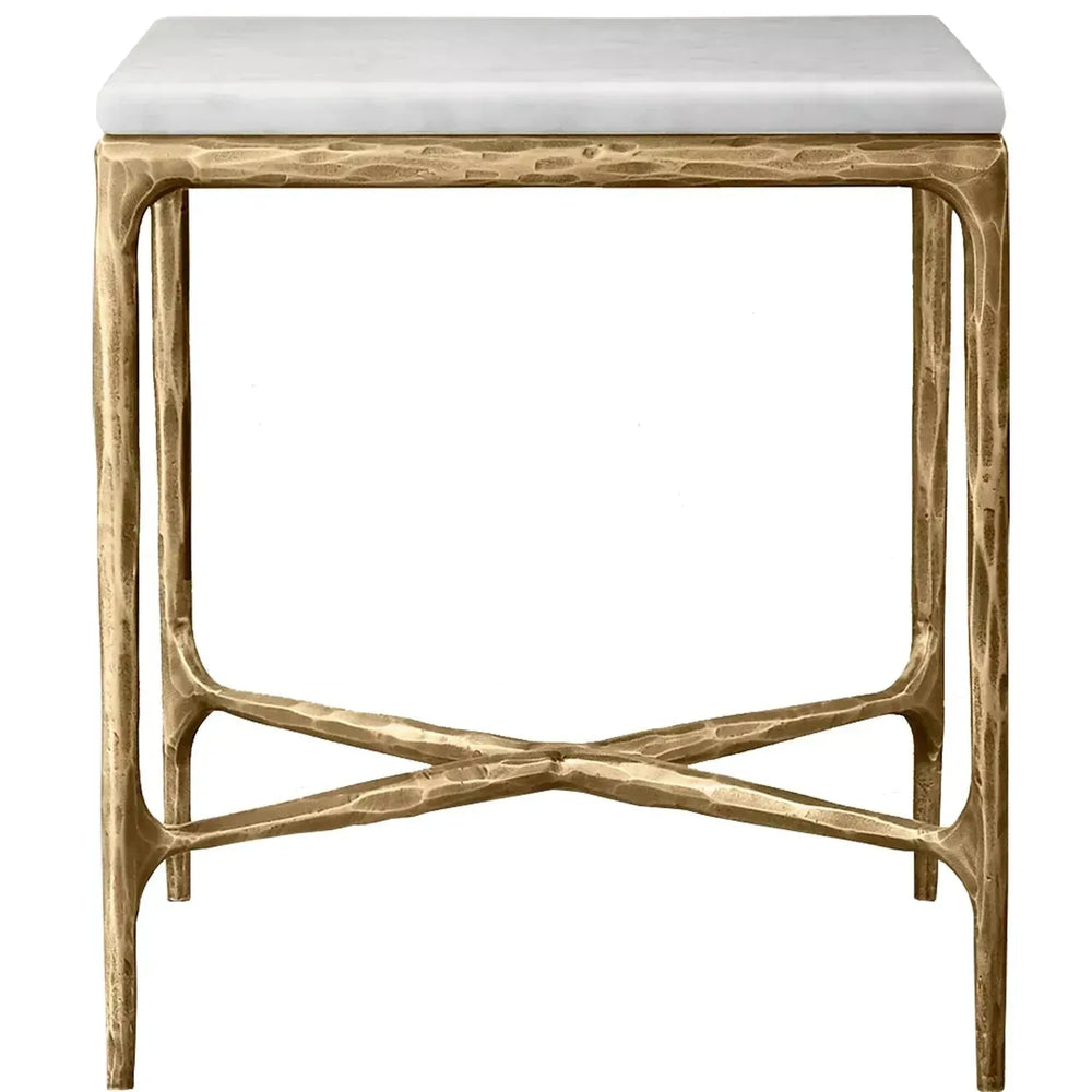 Minimalist marble side table thaddeus square in white background.