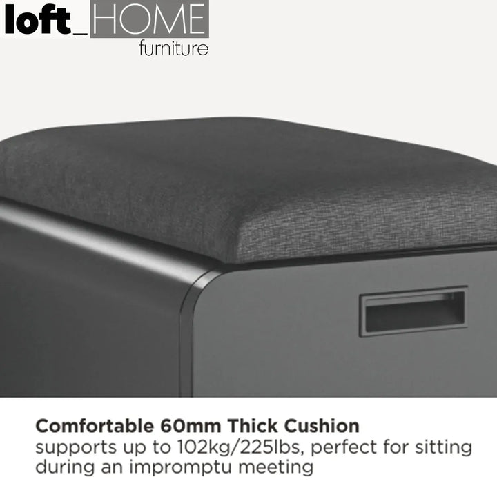 Modern metal two drawer locking mobile file cabinet with seat material variants.