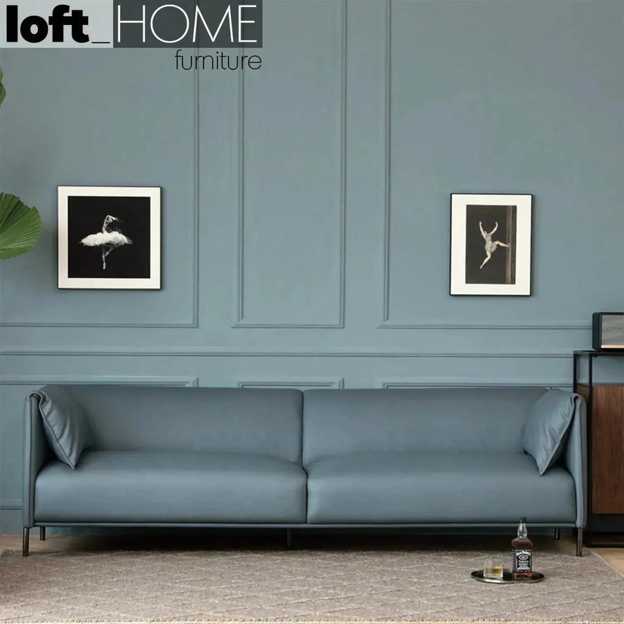 Modern microfiber leather 4 seater sofa beam primary product view.