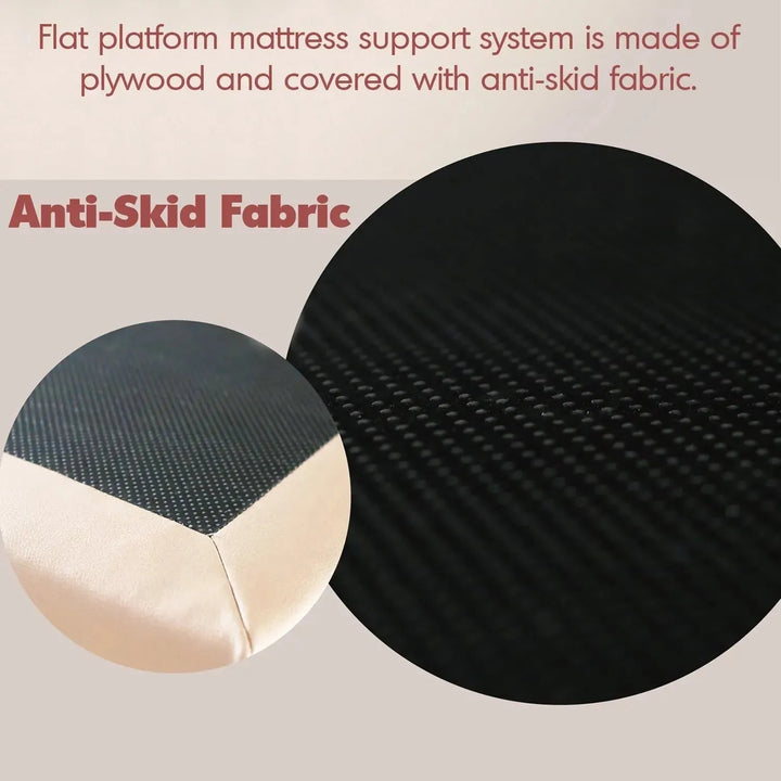 Modern microfiber leather bed deon in close up details.