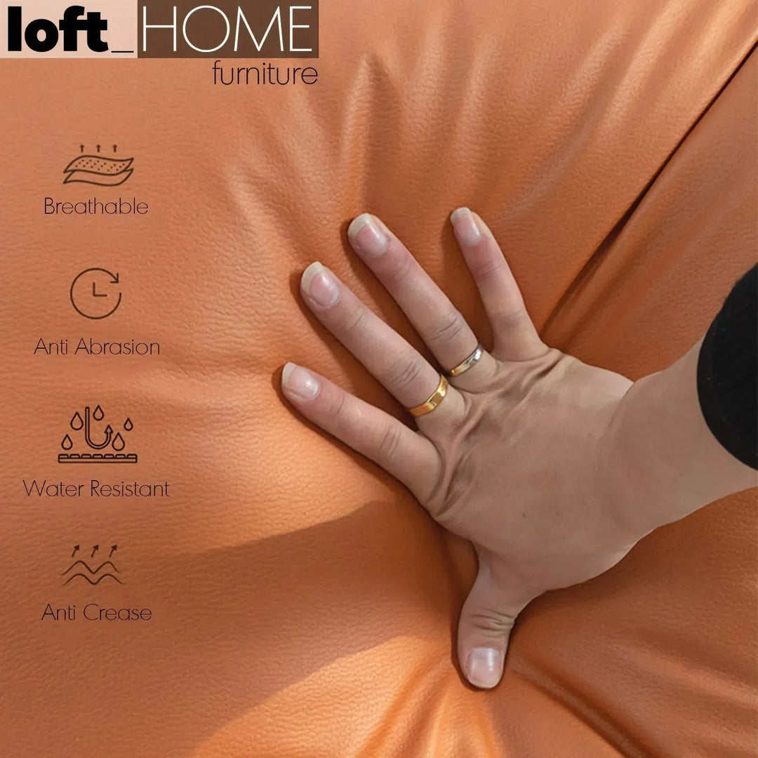 Modern microfiber leather bed deon with context.