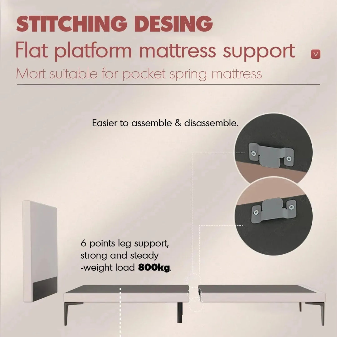 Modern microfiber leather bed deon in details.