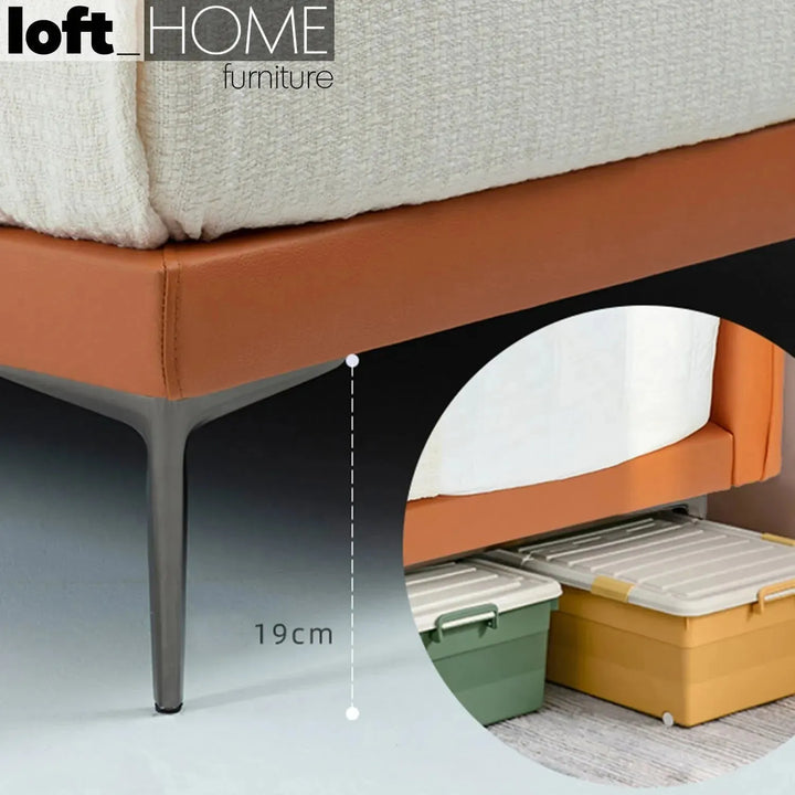 Modern microfiber leather bed deon in still life.