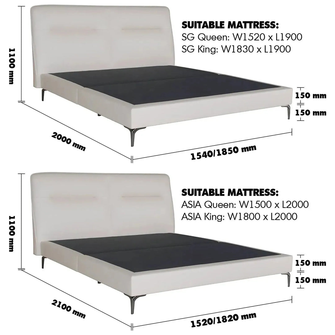 Modern microfiber leather bed skye size charts.