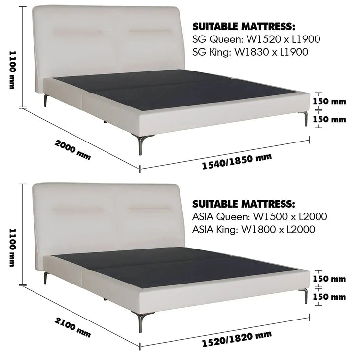 Modern microfiber leather bed skye size charts.