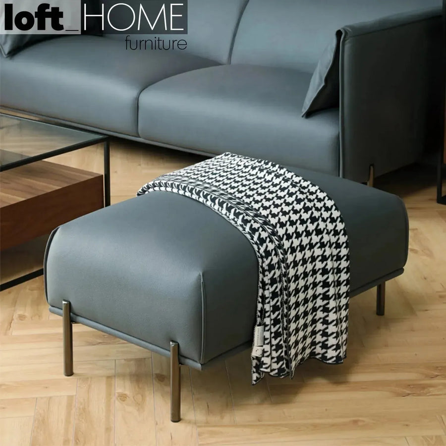 Modern microfiber leather ottoman beam primary product view.