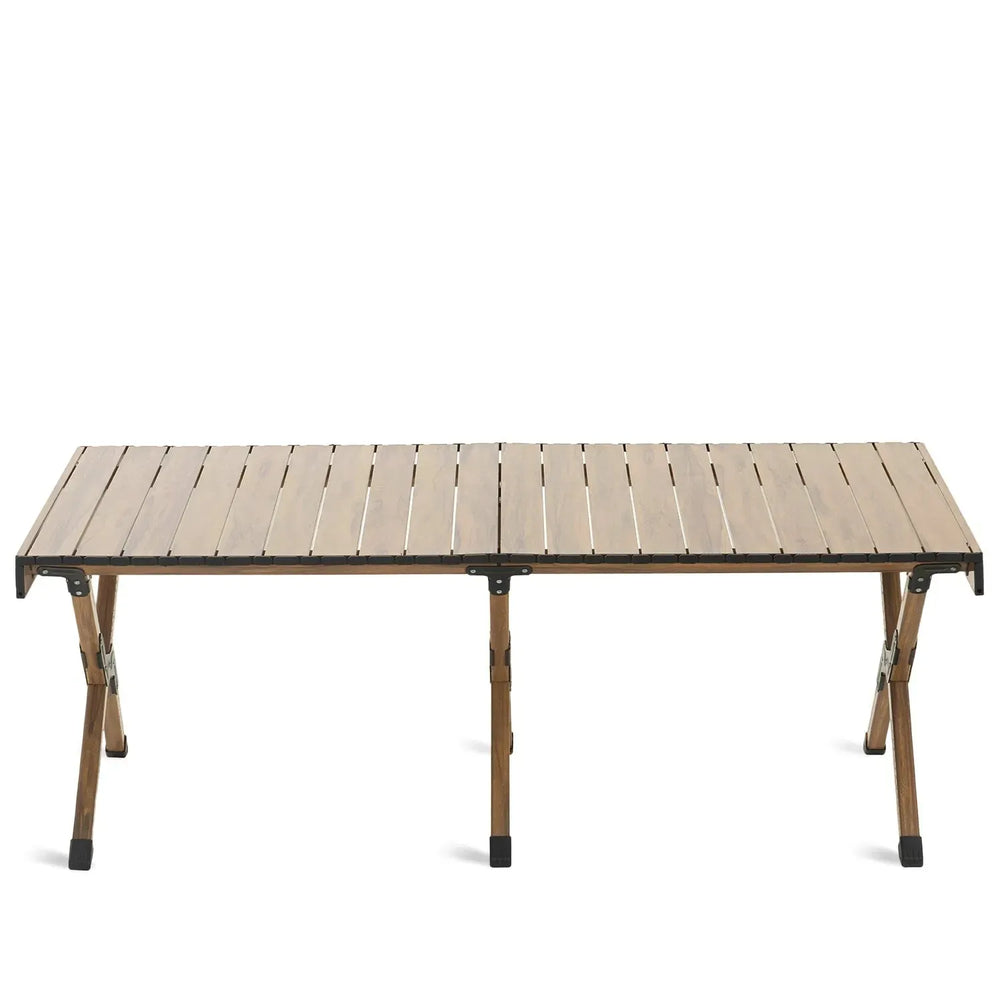 Industrial outdoor foldable coffee table rollie in white background.