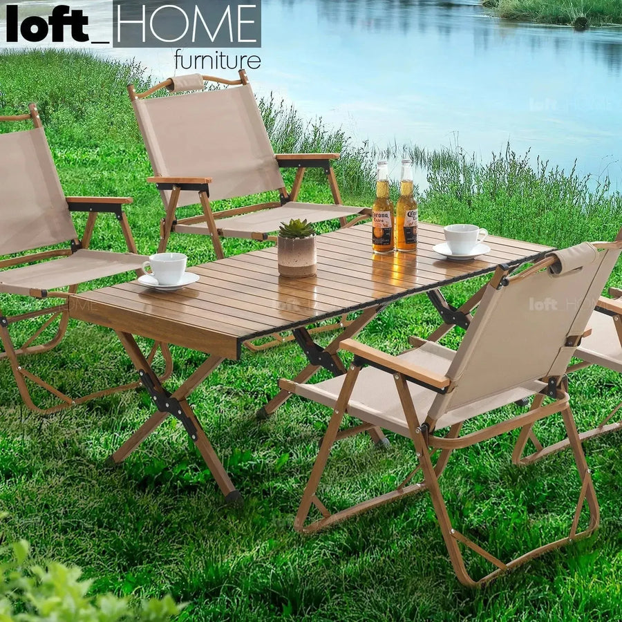 Industrial outdoor foldable coffee table rollie primary product view.