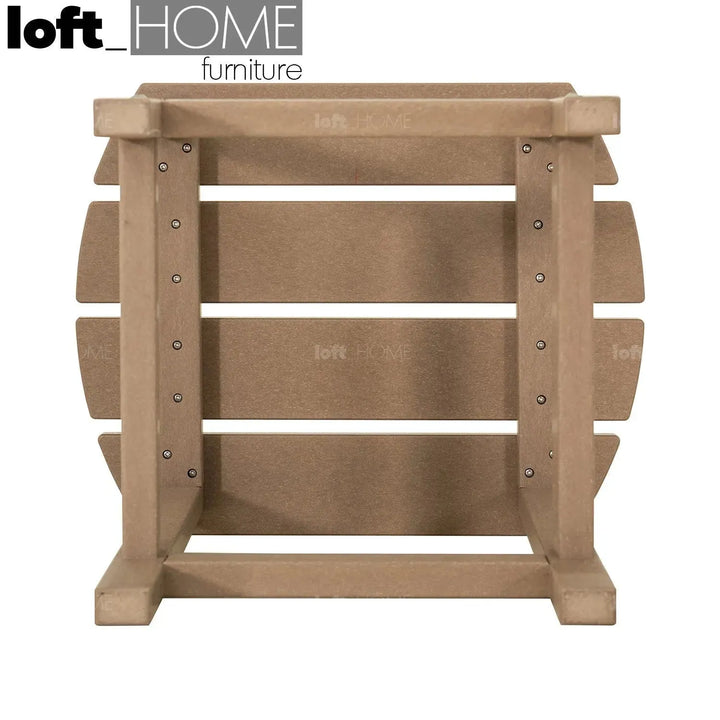 Industrial outdoor side table timberland in real life style.