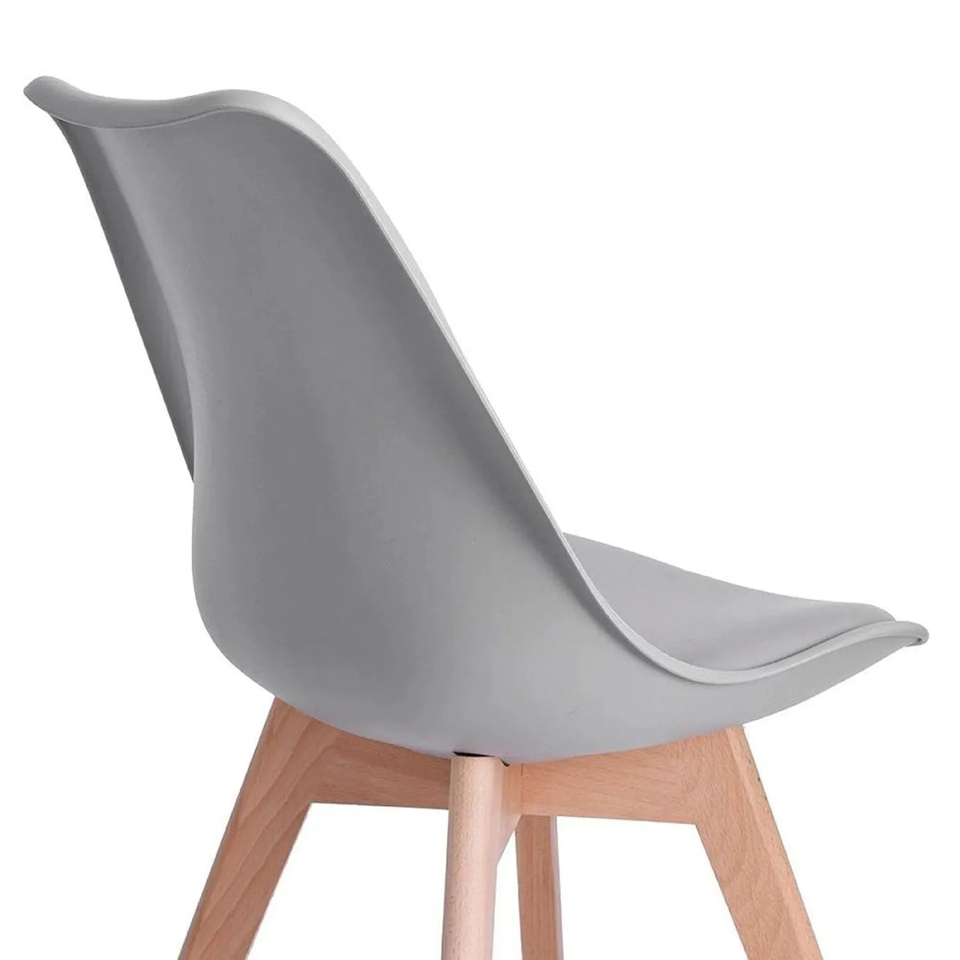 Contemporary plastic dining chair linnet grey in details.