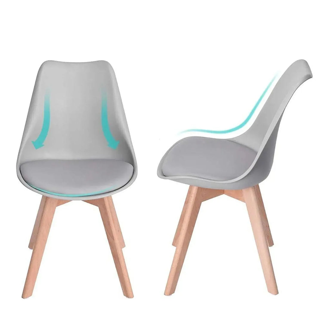 Contemporary plastic dining chair linnet grey in panoramic view.