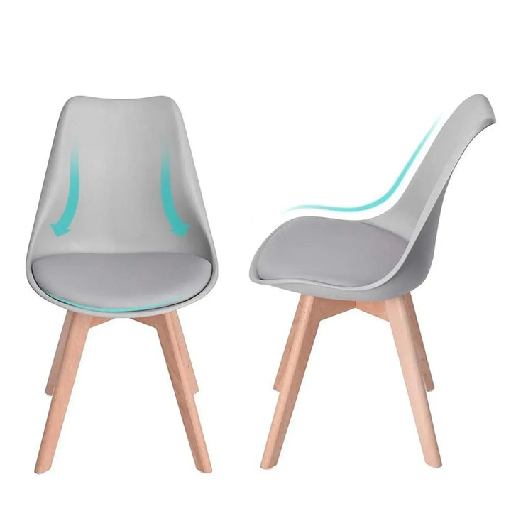 Contemporary plastic dining chair linnet grey in panoramic view.