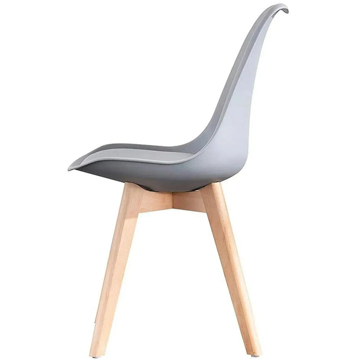 Contemporary plastic dining chair linnet grey in still life.
