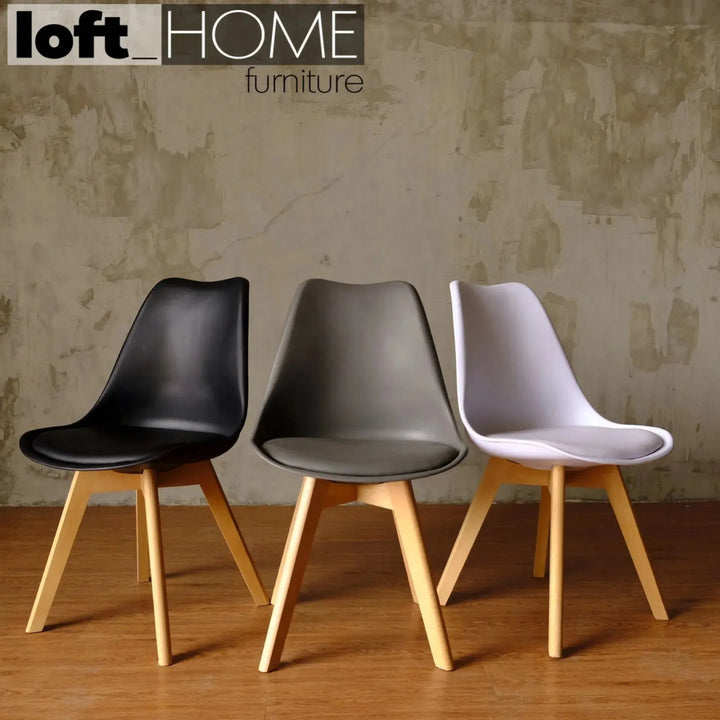 Contemporary plastic dining chair linnet grey material variants.