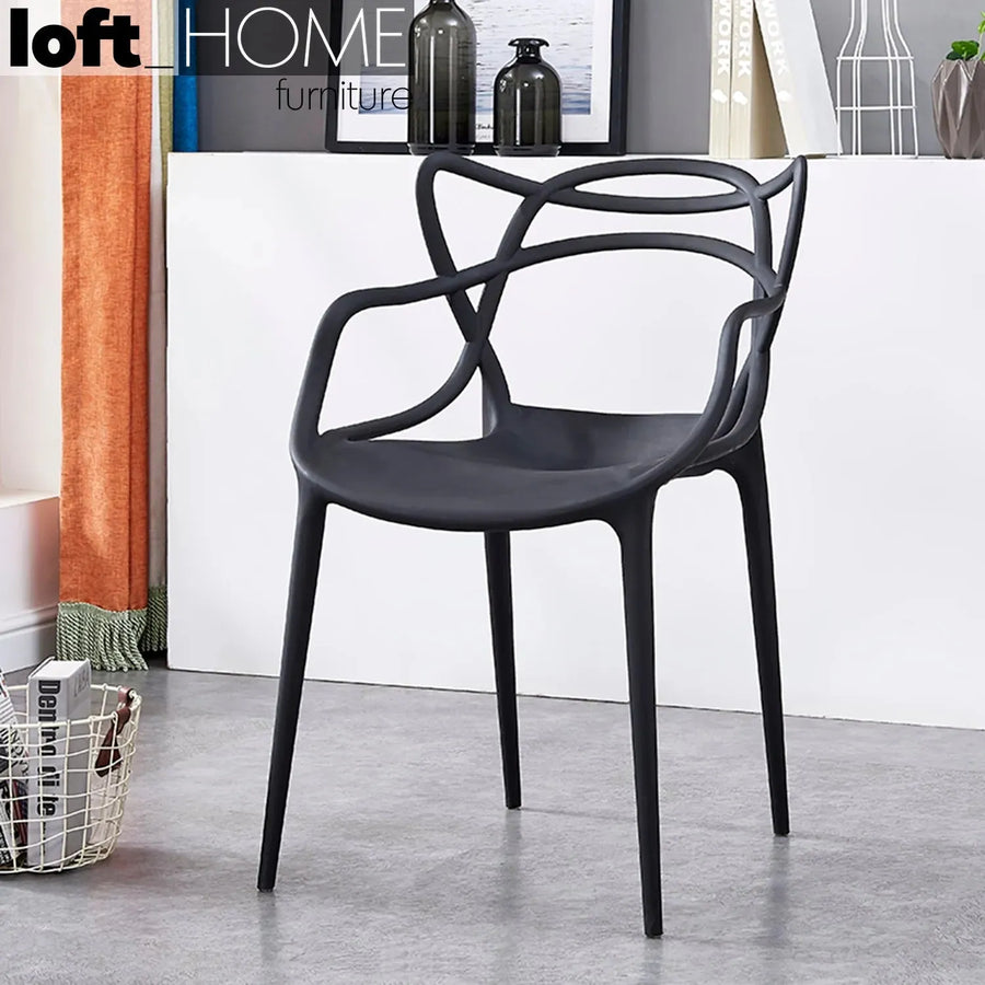 Contemporary plastic dining chair loop primary product view.