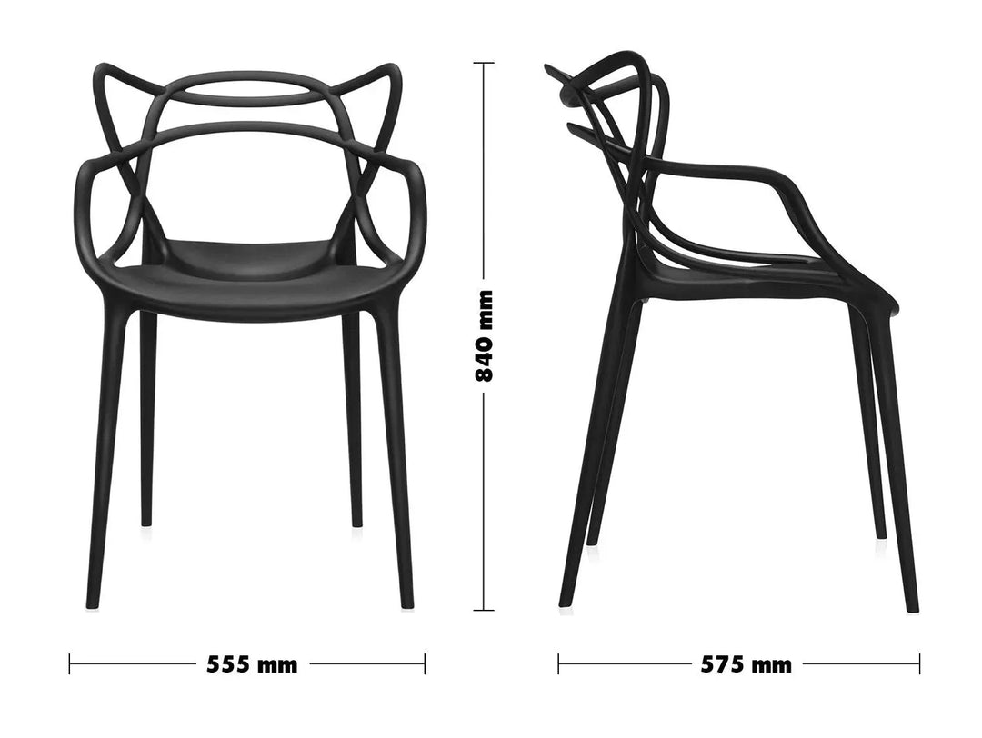 Contemporary plastic dining chair loop size charts.