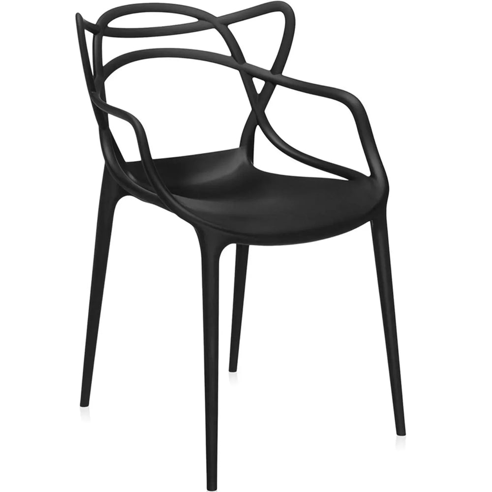 Contemporary plastic dining chair loop in white background.