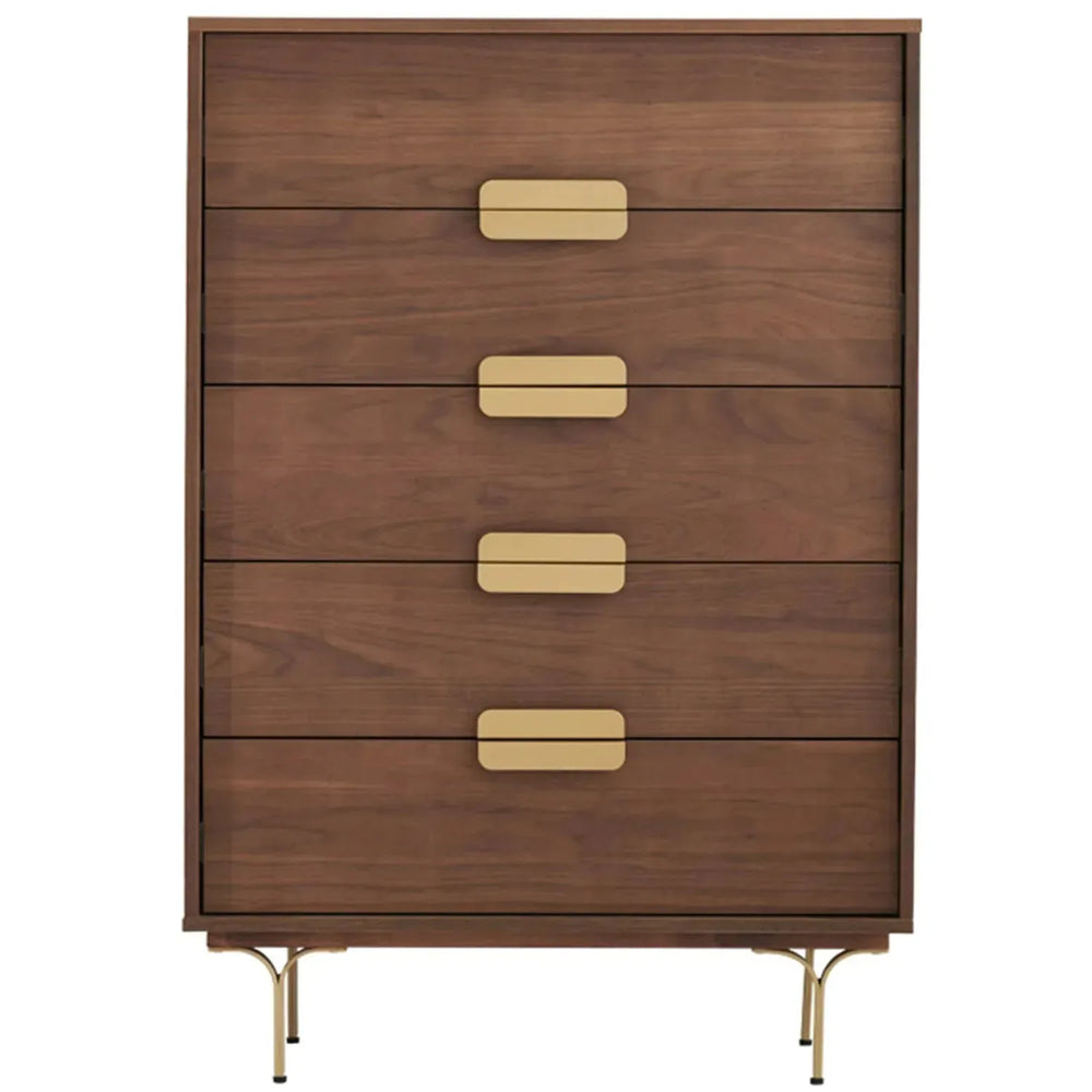 Modern plywood drawer cabinet greta in white background.