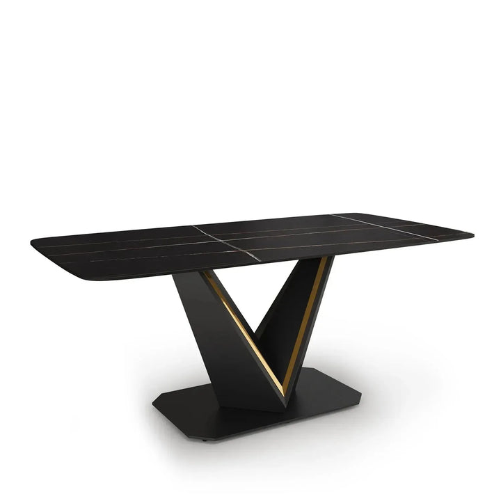 Modern sintered stone dining table edwin in still life.