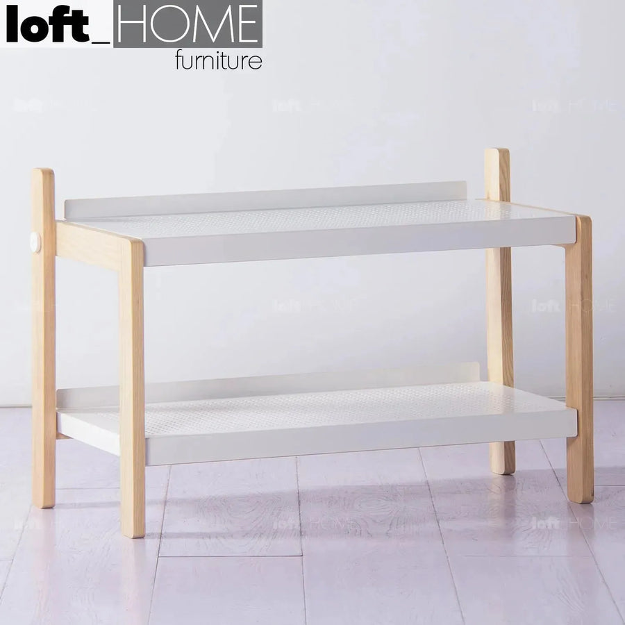 Modern steel shoe shelf sko 2 layered structure.