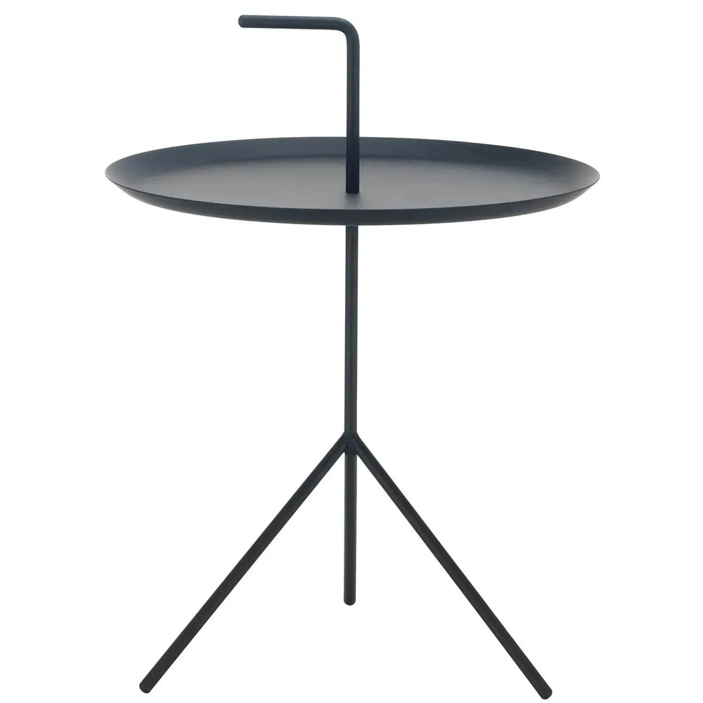Minimalist steel side table dwell in white background.