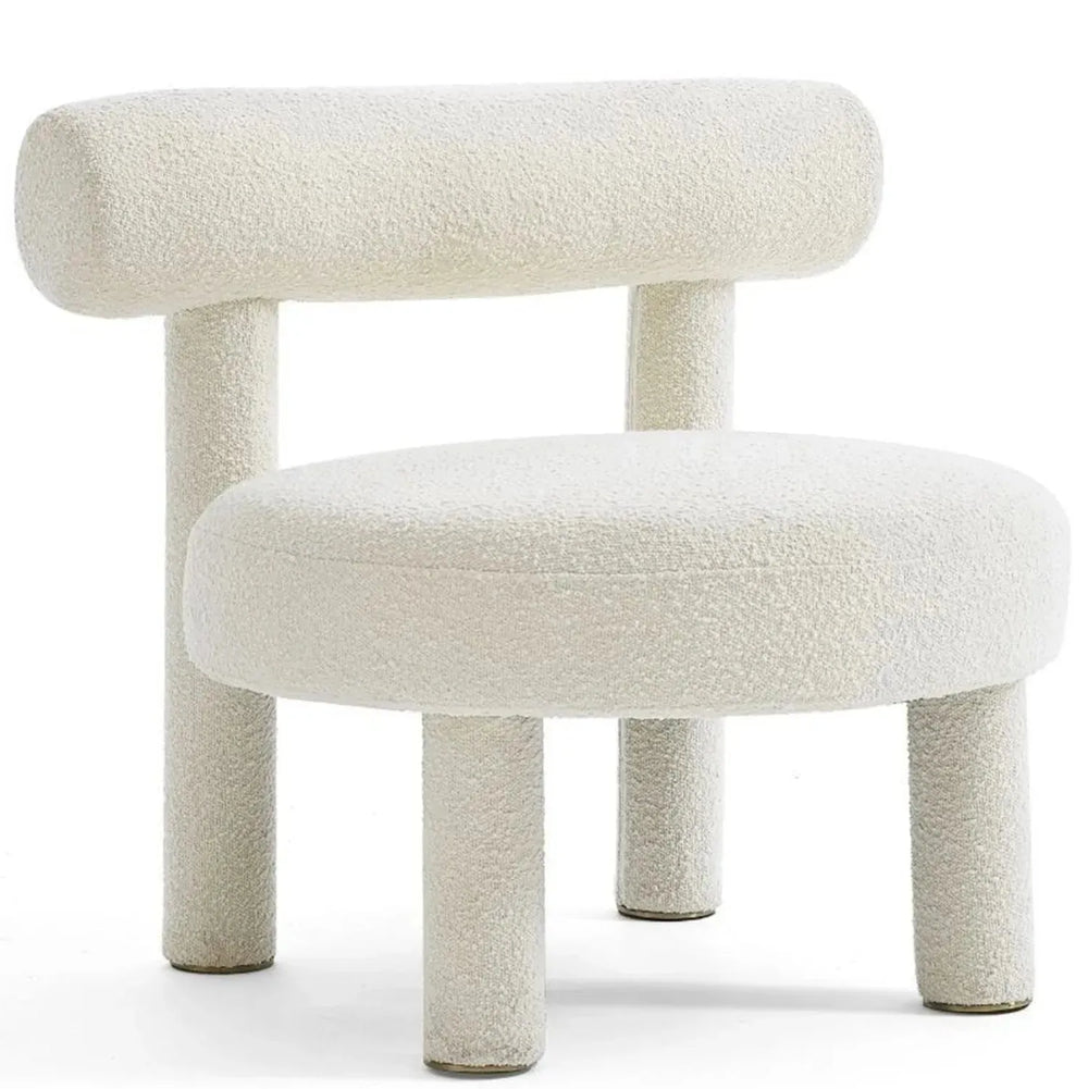 Cream teddy fabric 1 seater sofa barney in white background.