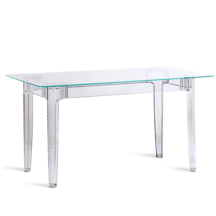 Contemporary tempered glass dining table cielo in details.